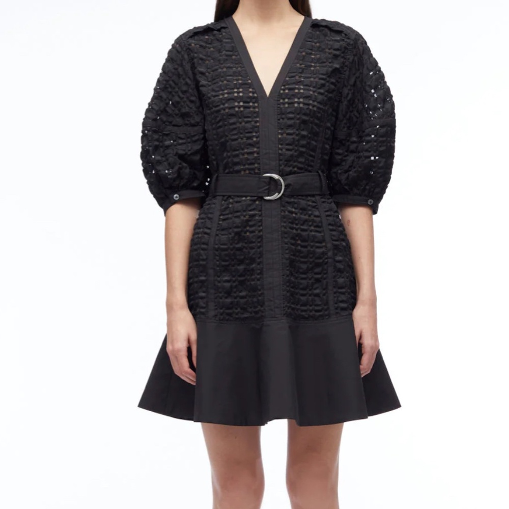 3.1 Philip Lim Taffeta Check Puff Sleeve Dress